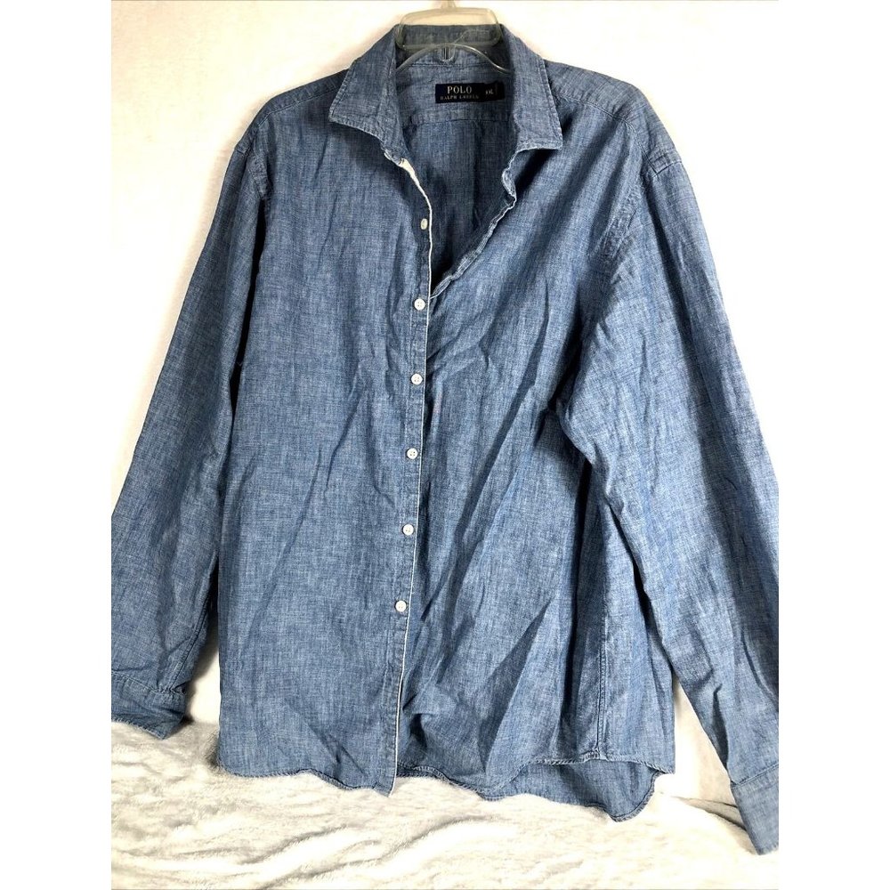 Ralph Lauren Polo Button Down Shirt Men's Blue Adult Size XX Large